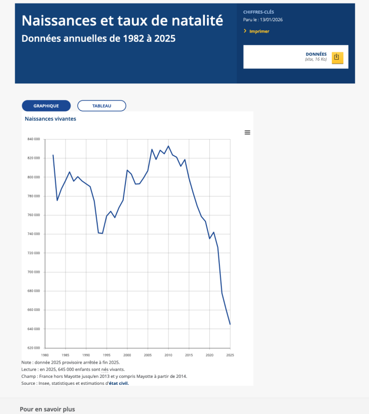 La courbe de natalité s'effondre plus vite que le pouvoir d'achat.