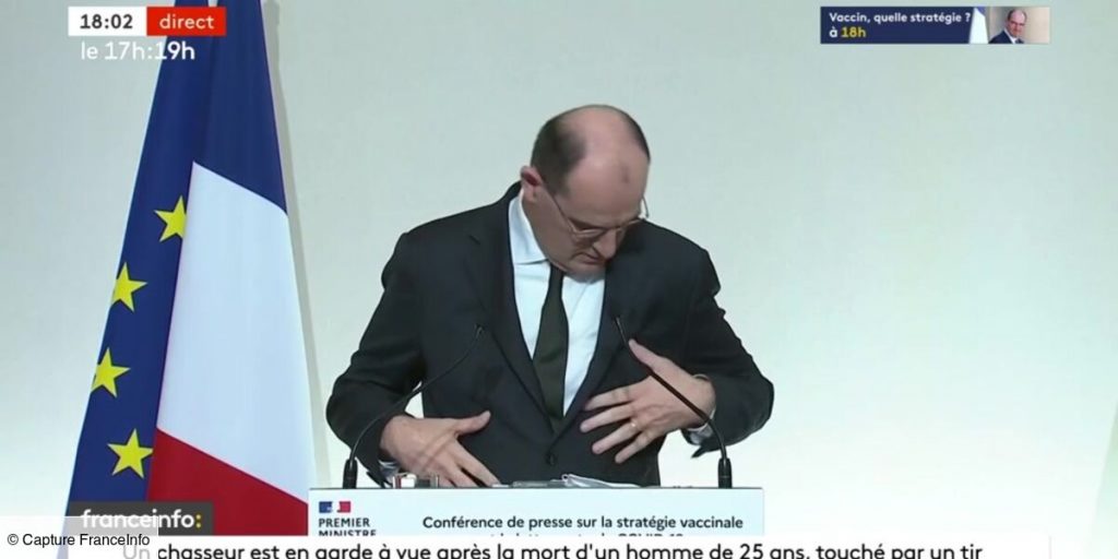 Castex cherchant ses lunettes