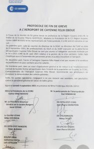 Protocole de fin de grève à l'aéroport de Cayenne Félix Eboué