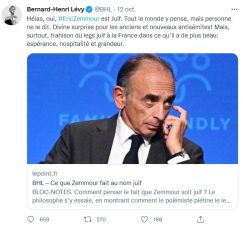 Bernard-Henri Lévy, Twitter, 12 octobre 2021